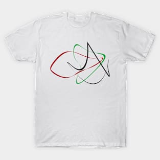 Minimalistic Ribbons - Black, Red, and Green T-Shirt